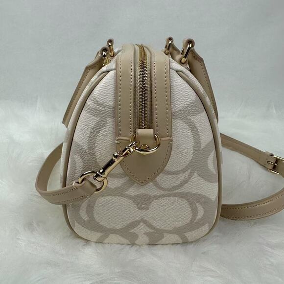 Coach Rowan Satchel/Crossbody Bag In Sketch Signature Canvas In Gold/Ivory CBM15 - Picture 2 of 11